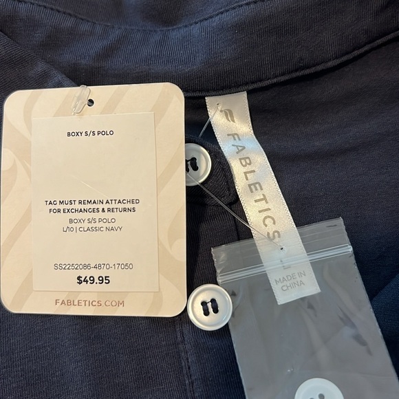 NWT Fabletics Classic Navy Boxy Short Sleeve Polo Shirt Size Large - Picture 6 of 12